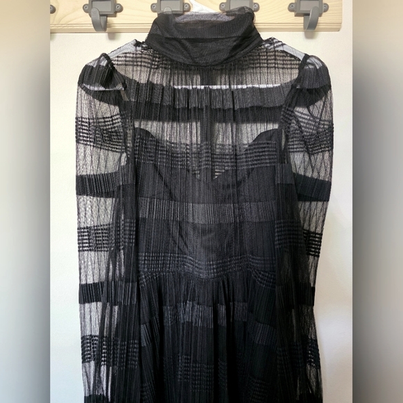 Jewel Badgley Mischka Beatrice Long Sleeve‎ Spliced Midi Dress - Picture 4 of 11